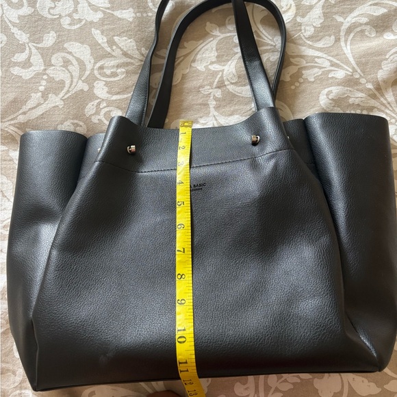 ZARA Dark Gray faux Leather Tote - Picture 3 of 10